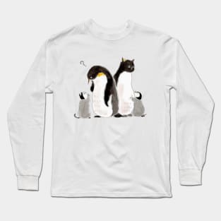 Penguin parent and child cats Long Sleeve T-Shirt